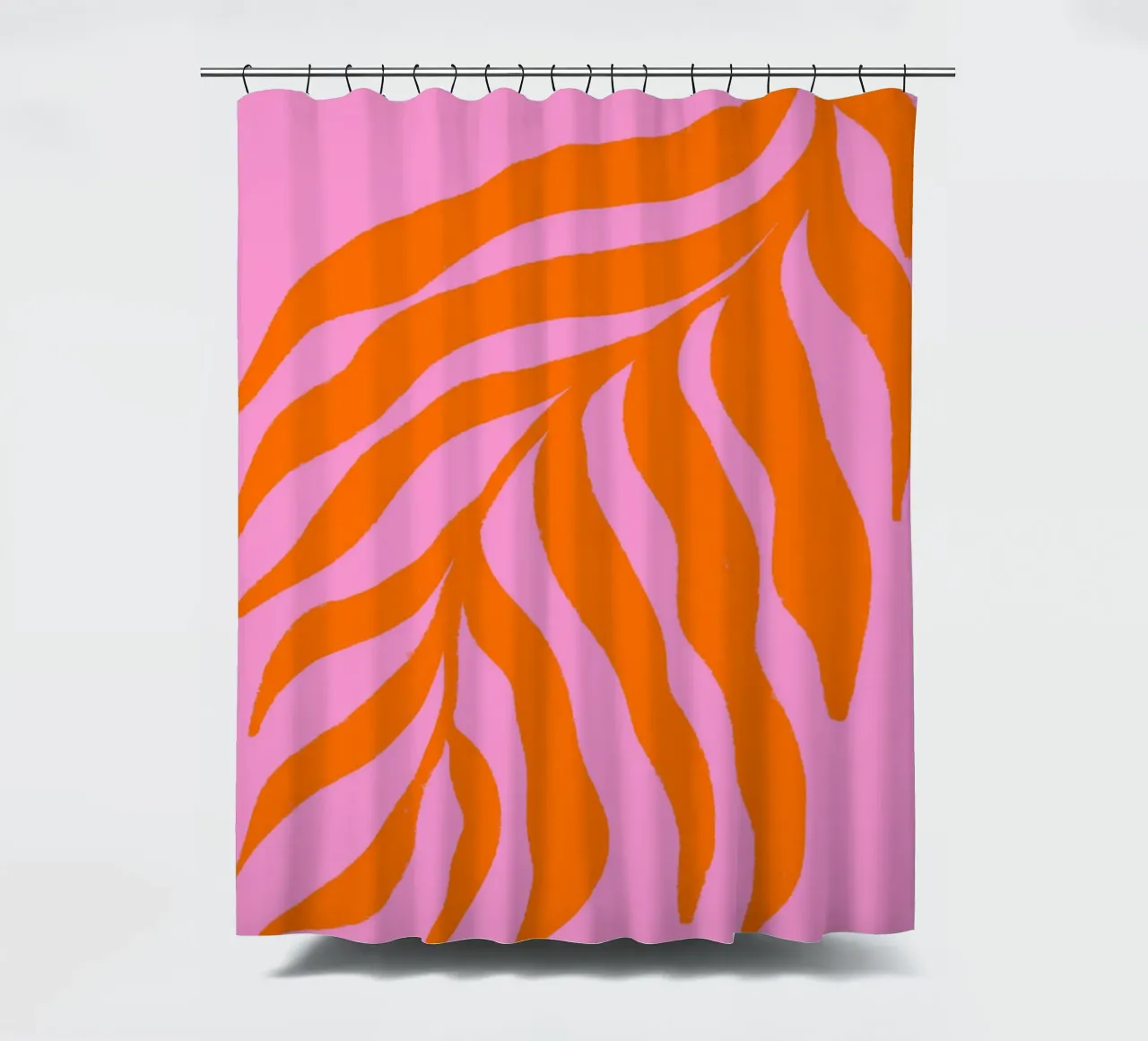 Silhouette arancione Ramo strutturato su rosa 3 tenda da doccia da Wackapacka