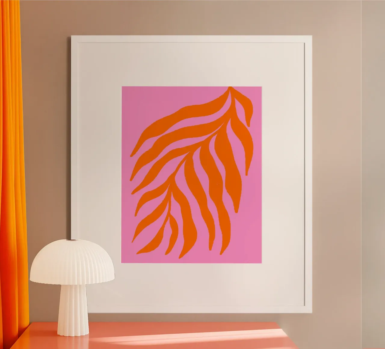 Orange Silhouette Textured Branch on Pink 3 hahnemühle by Wackapacka