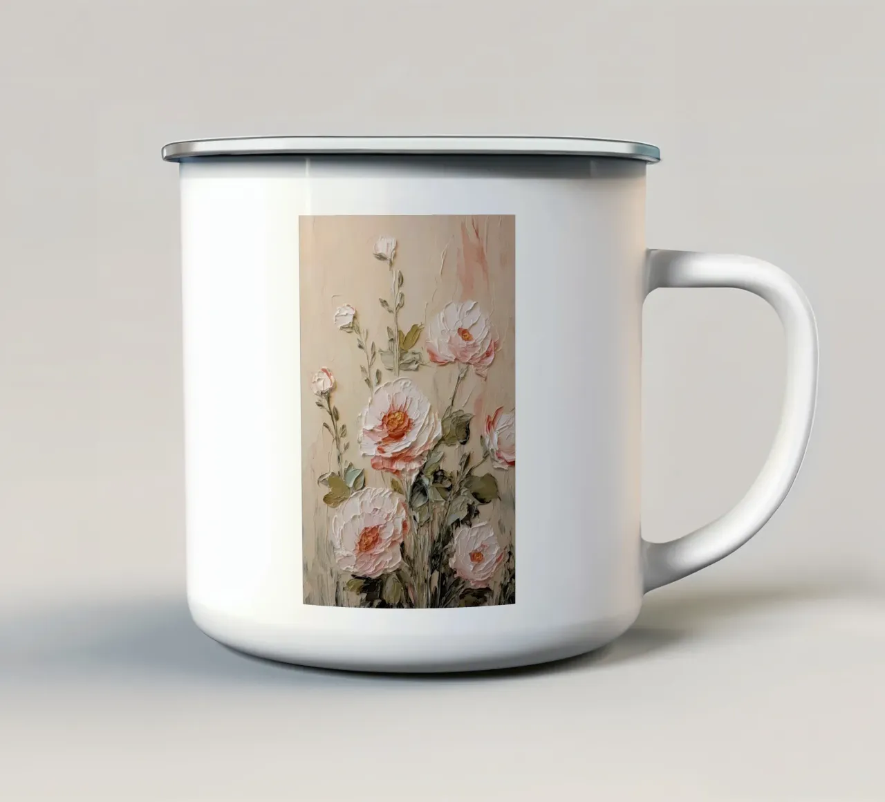 Fiori rosa tazza in smalto da Imagine