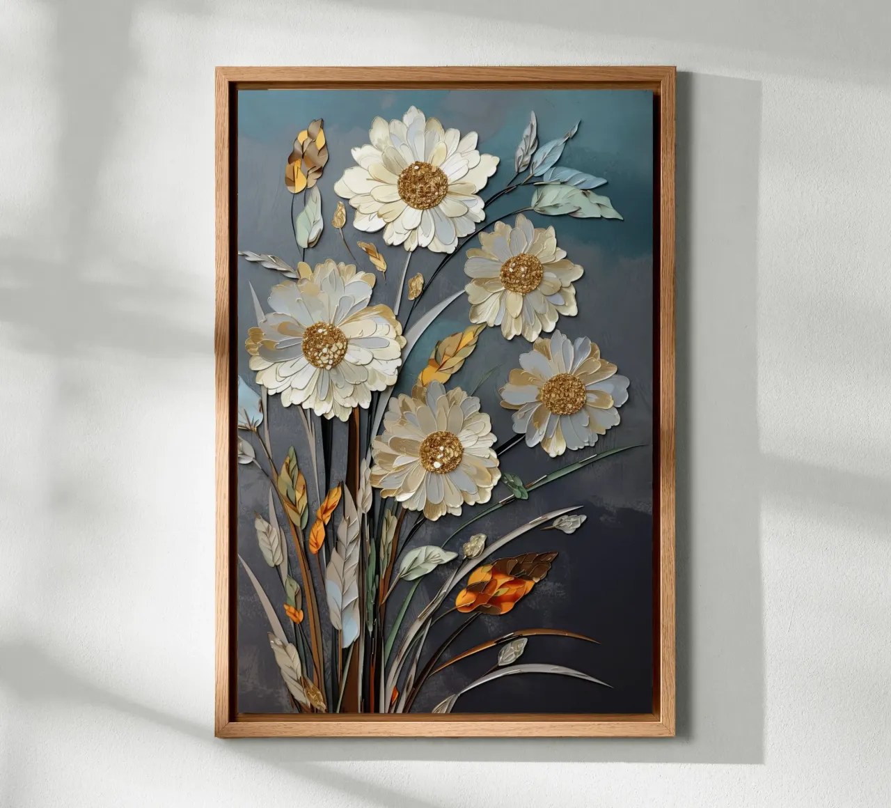 Bloemen abstract canvas met Baklijst van Imagine