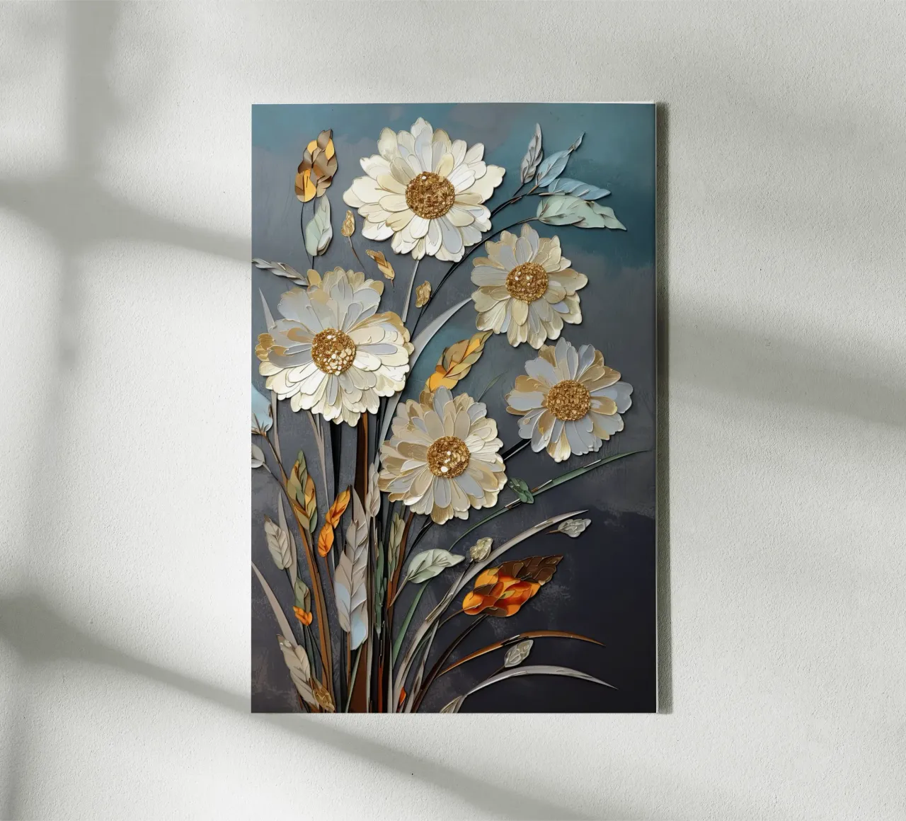 Bloemen abstract canvas met Baklijst van Imagine