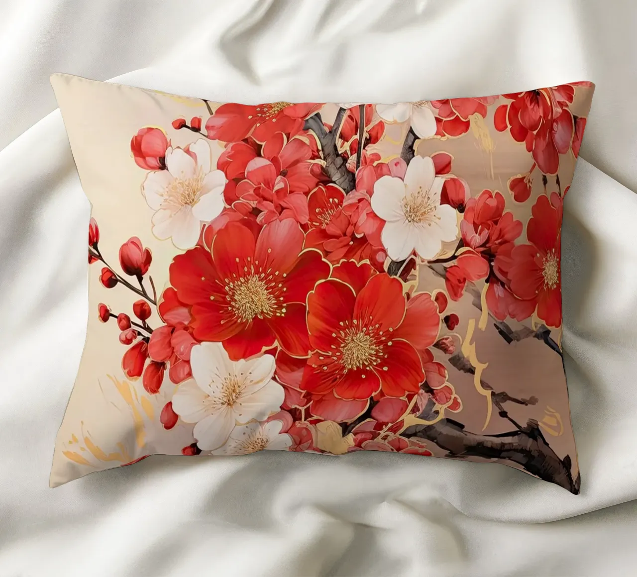 Fiore in rosso e bianco cuscino da Imagine