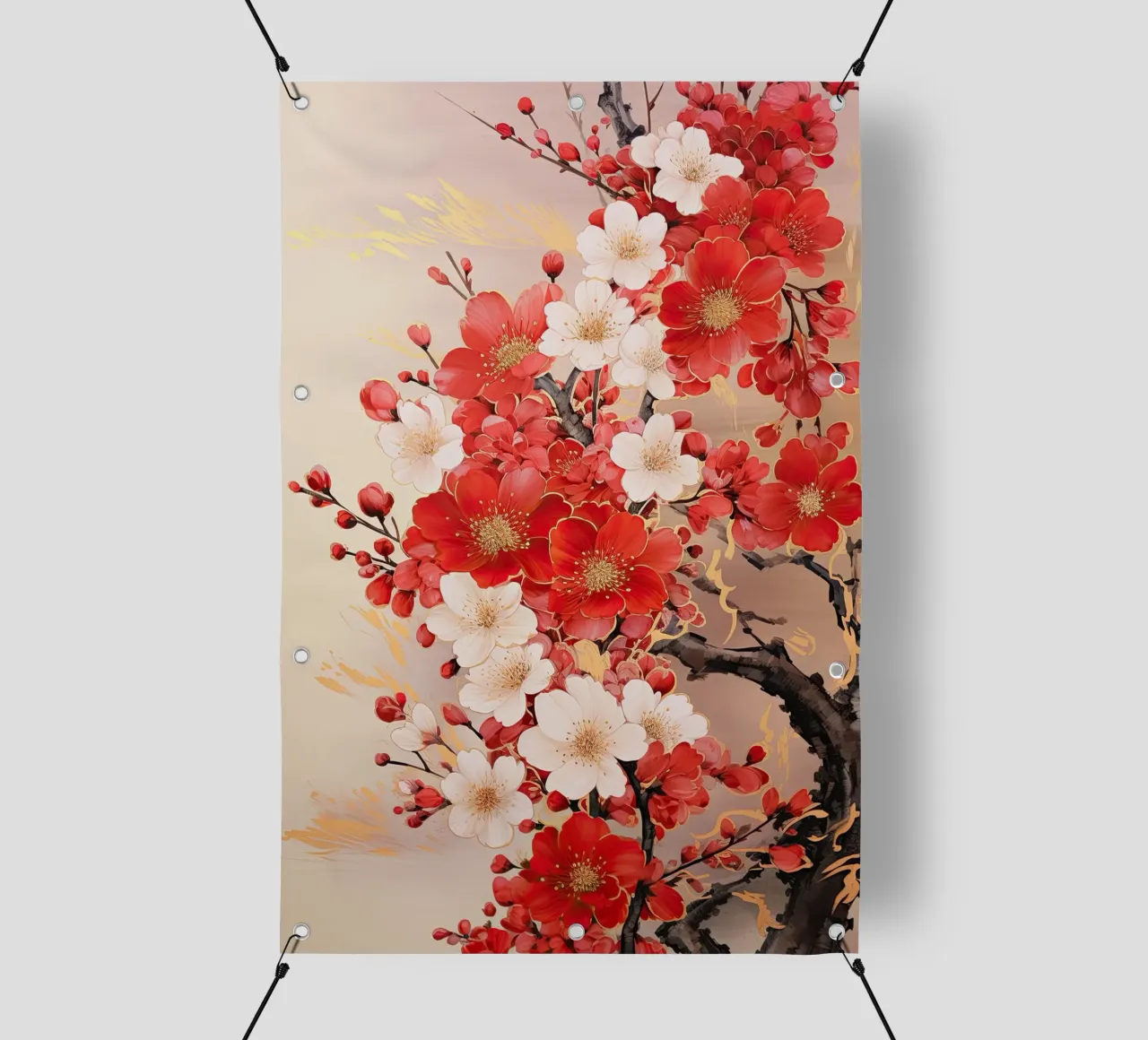 Fiore in rosso e bianco telo in pvc da Imagine