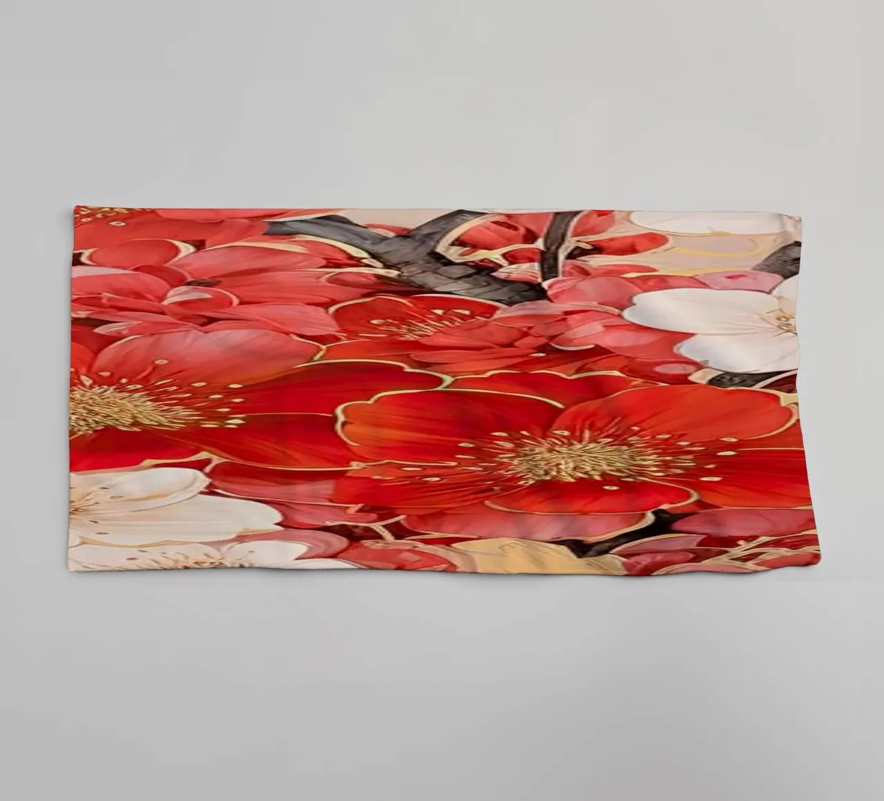 Fiore in rosso e bianco asciugamano da bagno da Imagine
