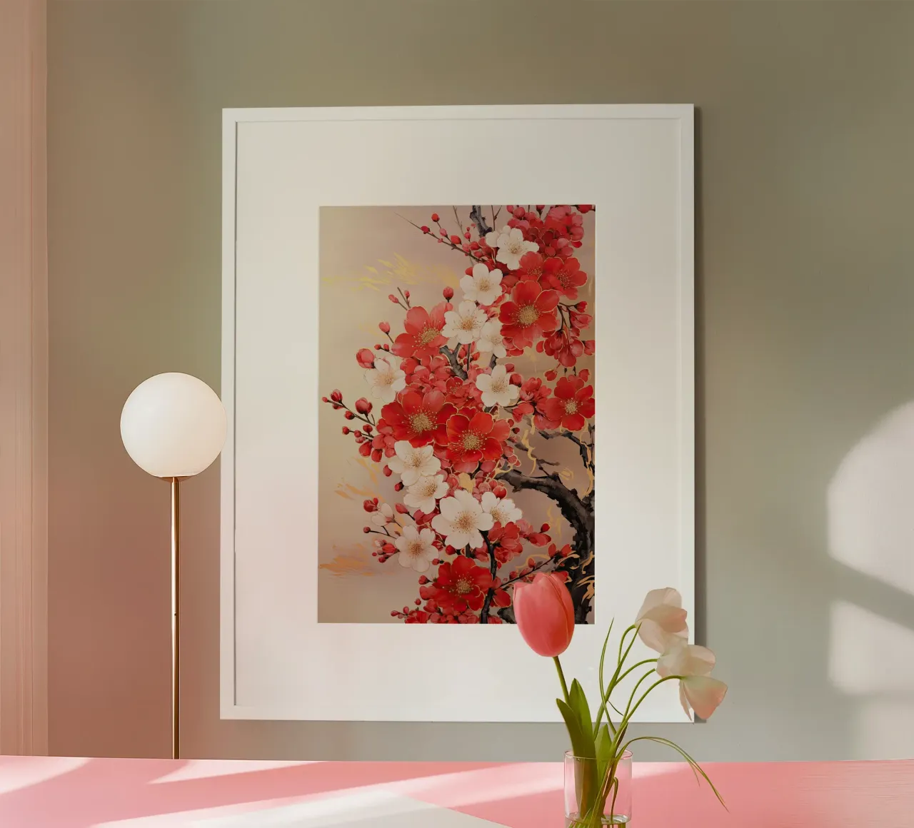 Fiore in rosso e bianco carta hahnemühle da Imagine