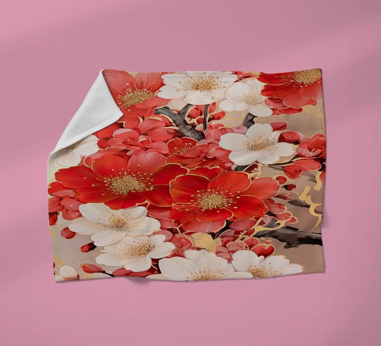 Fiore in rosso e bianco coperta in pile da Imagine