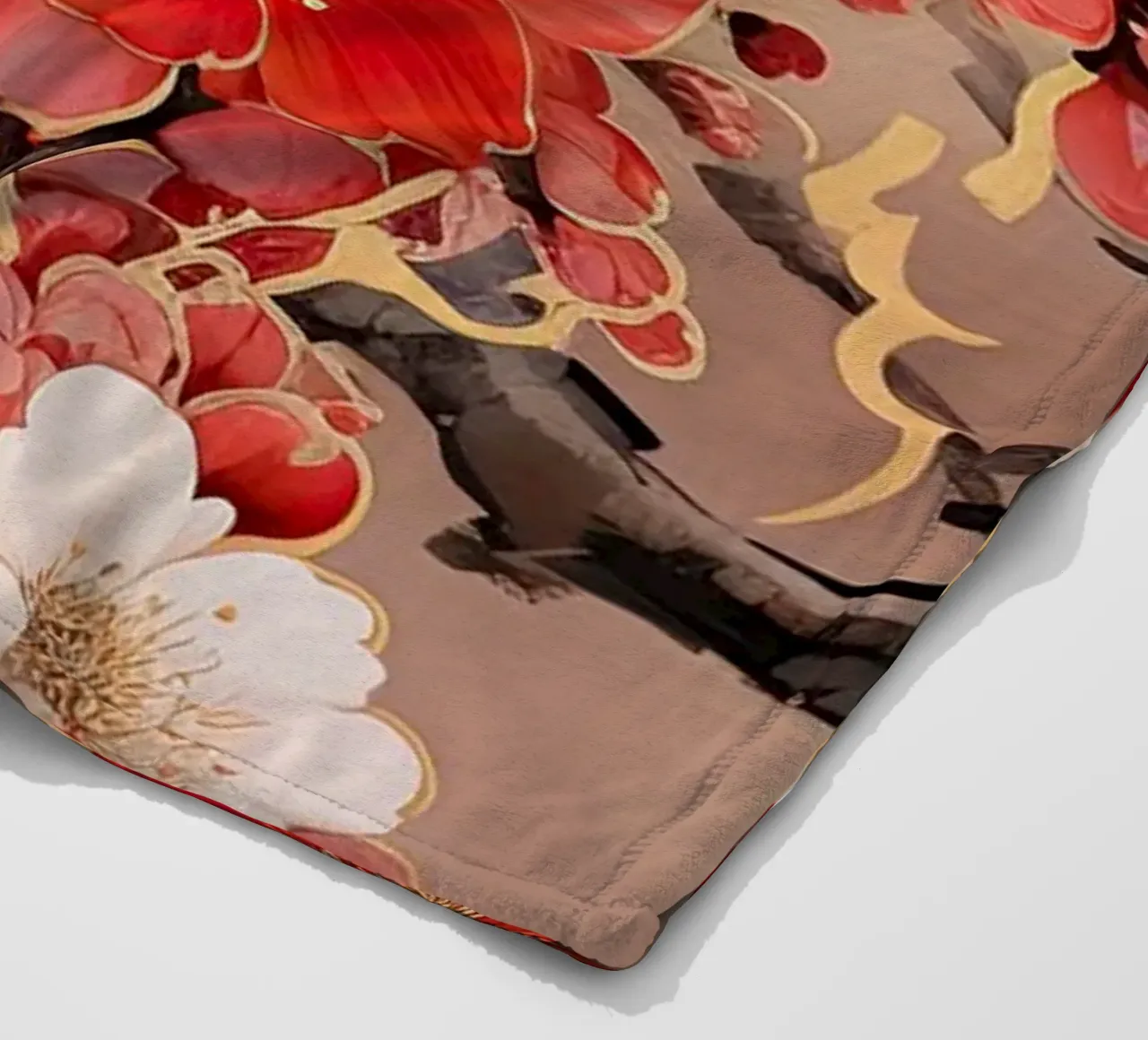 Fiore in rosso e bianco coperta in pile da Imagine