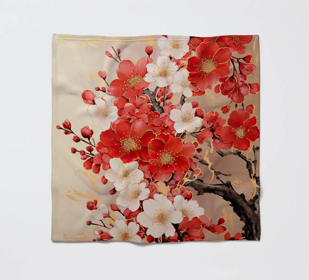 Fiore in rosso e bianco coperta in pile da Imagine