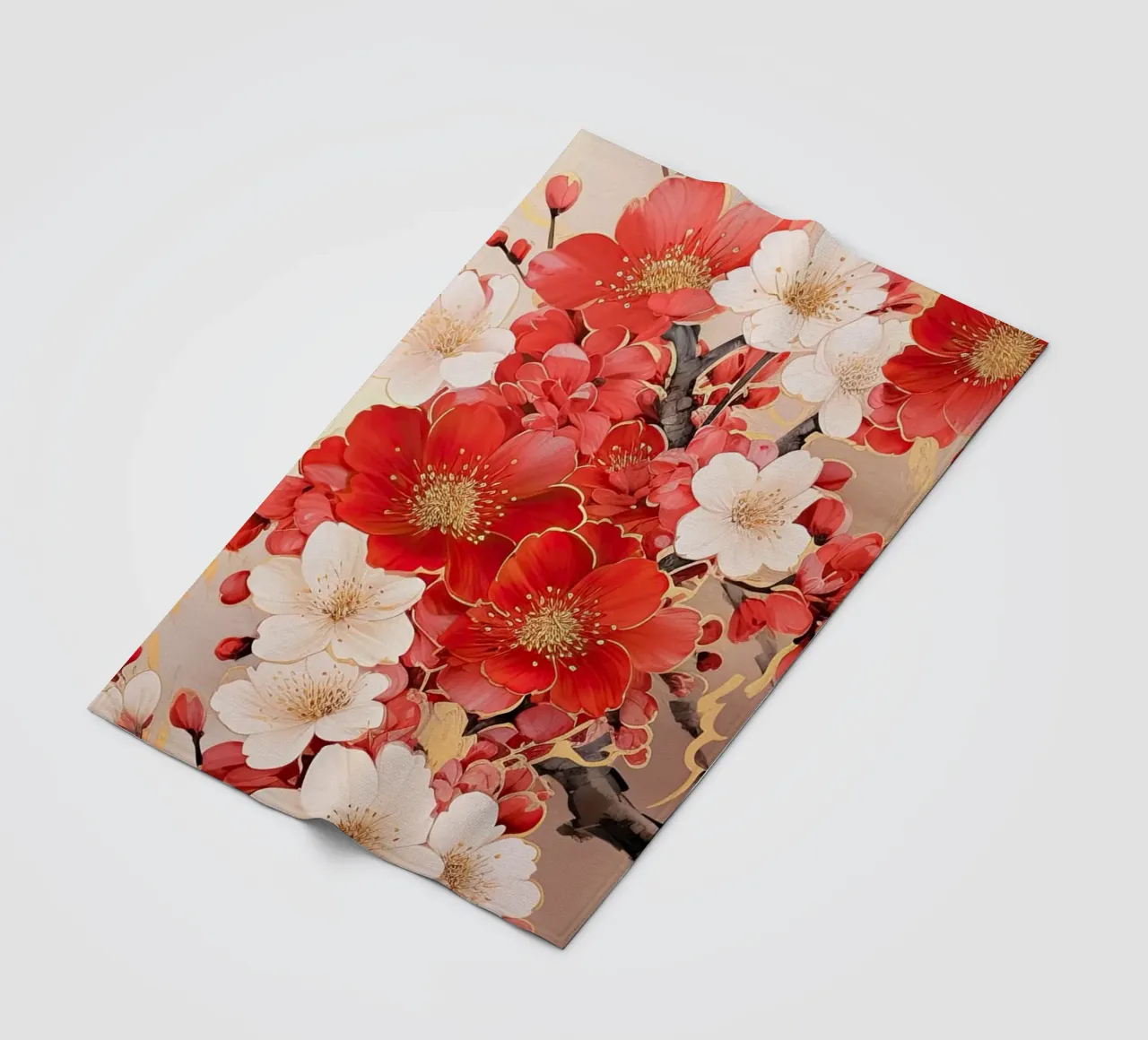 Fiore in rosso e bianco coperta in pile da Imagine