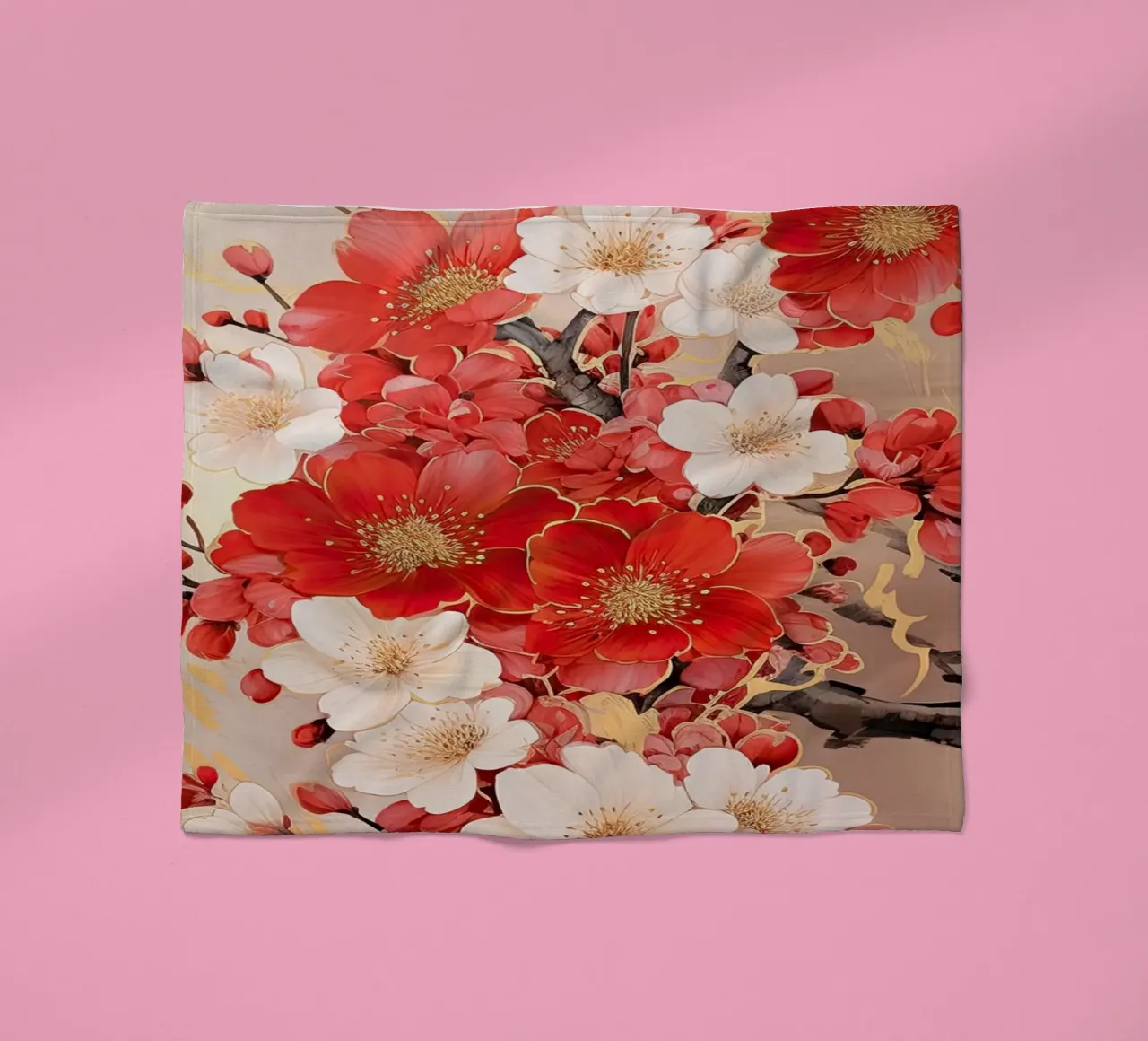 Fiore in rosso e bianco coperta in pile da Imagine