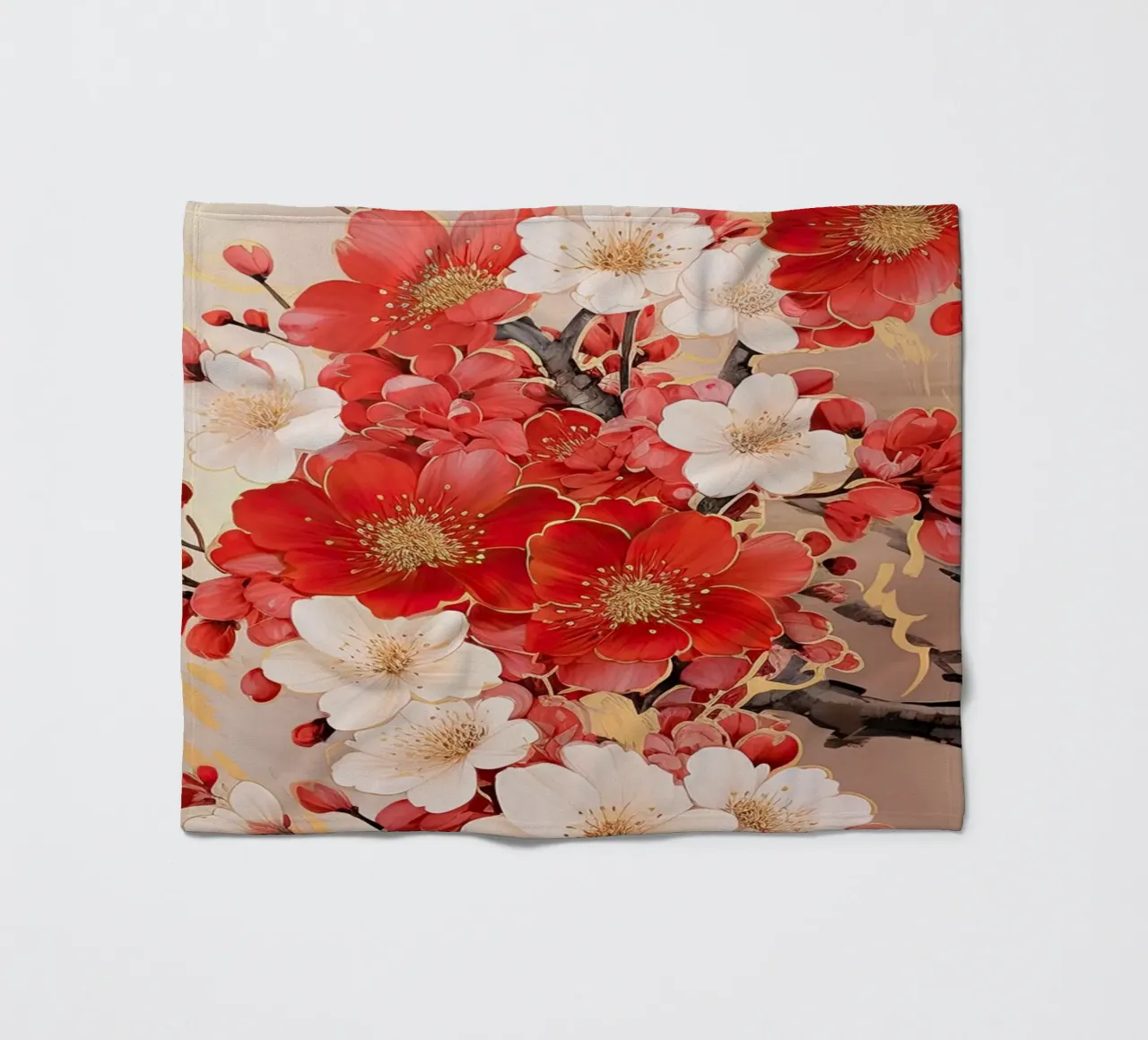 Fiore in rosso e bianco coperta in pile da Imagine