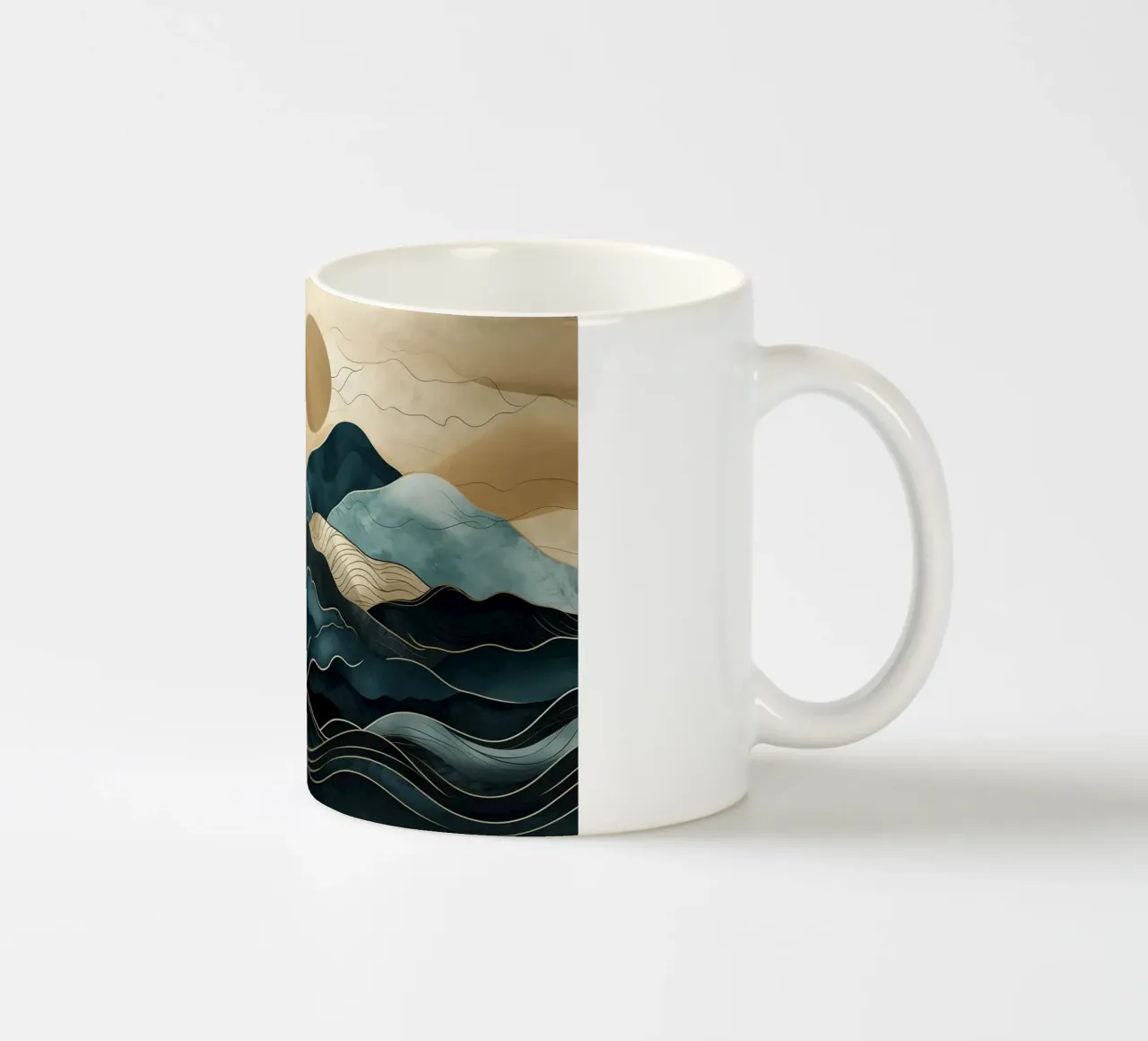 Paesaggio astratto in blu e oro tazza in ceramica da Imagine