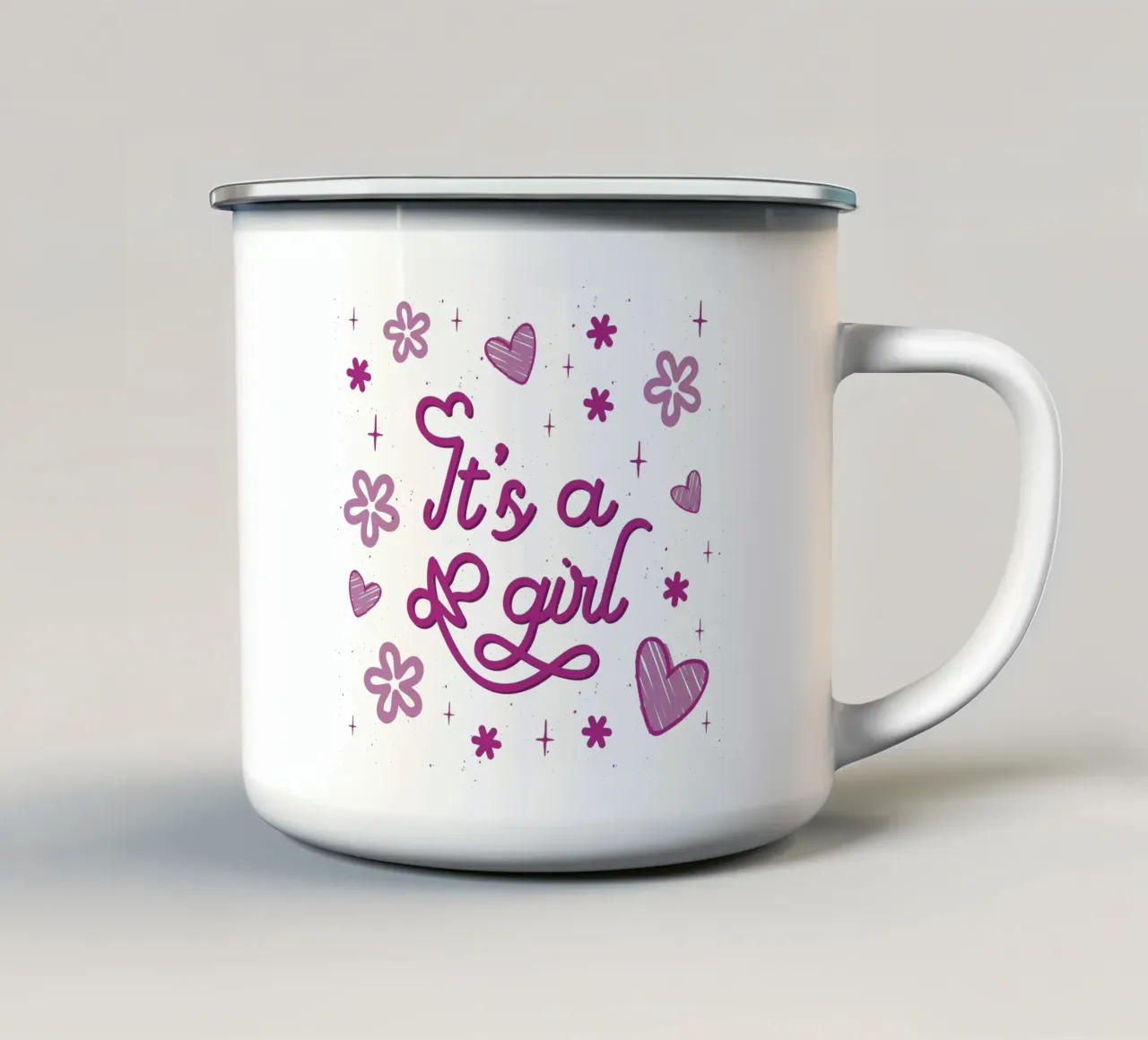 È una ragazza tazza in smalto da 🐹 BABY ART PRINTS