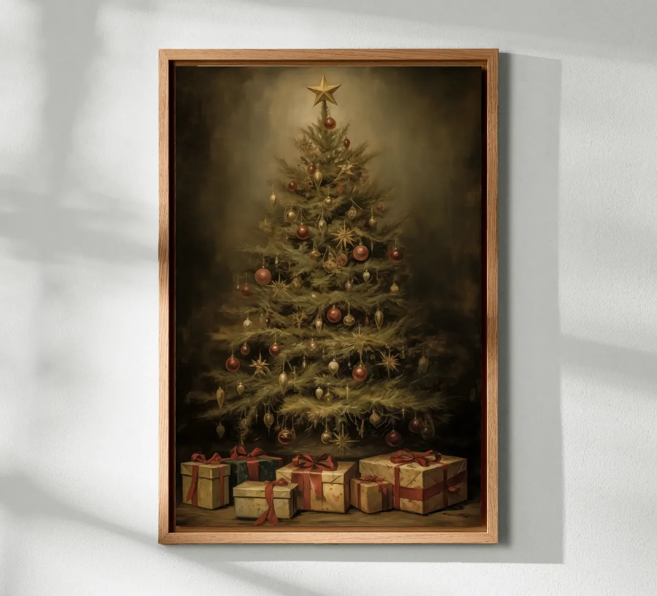 Albero di Natale con pacchetti tela con Cornice a cassetta da Imagine