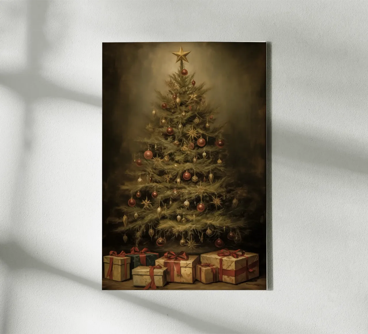 Albero di Natale con pacchetti tela con Cornice a cassetta da Imagine
