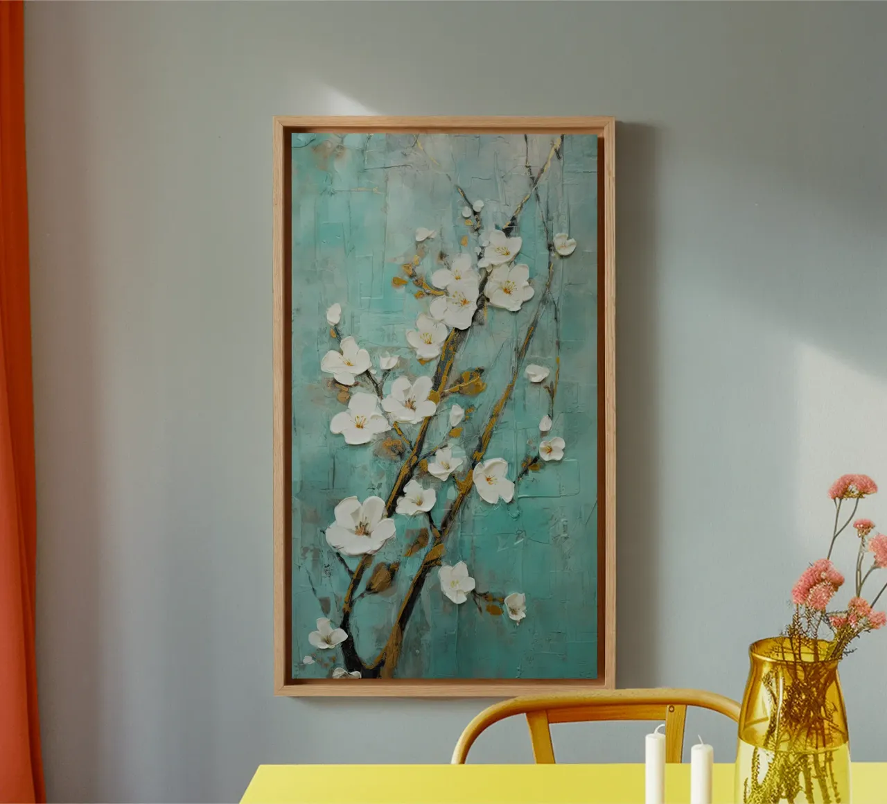 Bloesem abstract canvas met Baklijst van Imagine