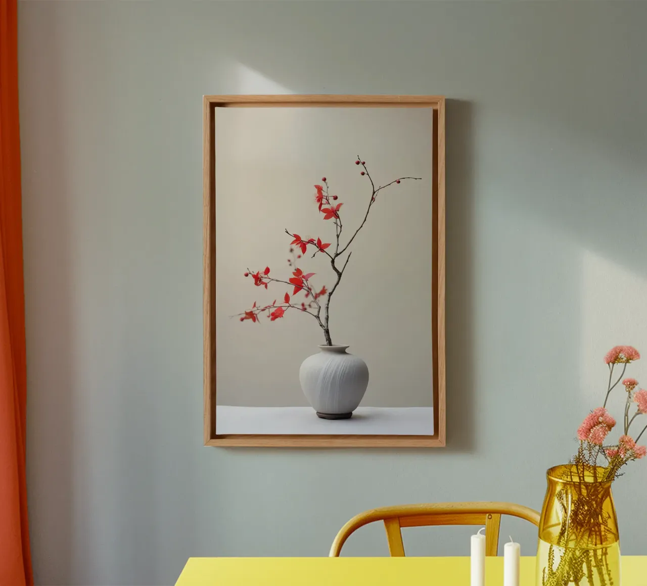 Branch on a vase canvas with Floater frame by Imagine