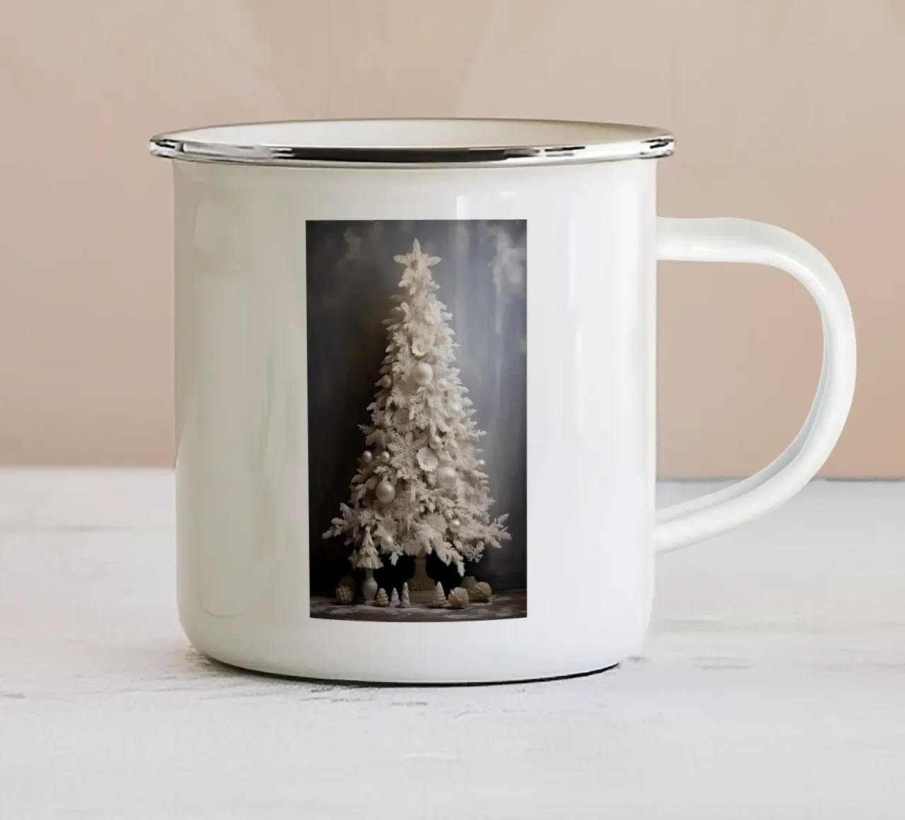 Albero di Natale bianco tazza in smalto da Imagine