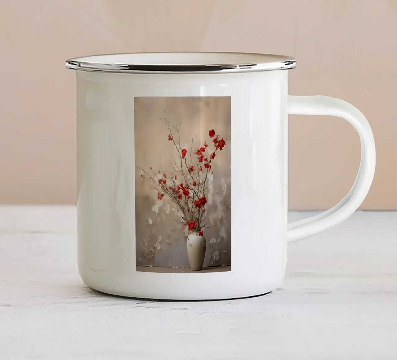 Vivere tranquillamente con i fiori tazza in smalto da Imagine