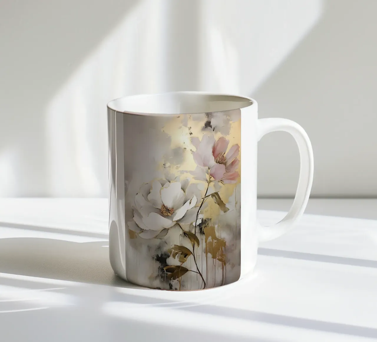 Fiori rosa e oro tazza in ceramica da Imagine