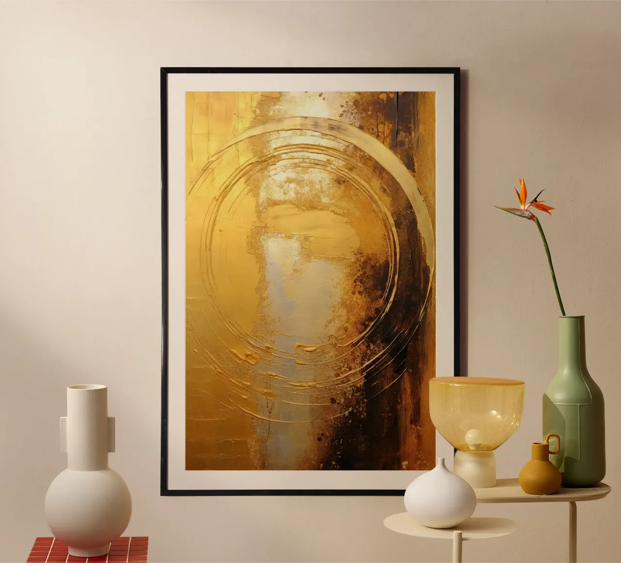 Circle abstracte in goud hahnemühle de Imagine