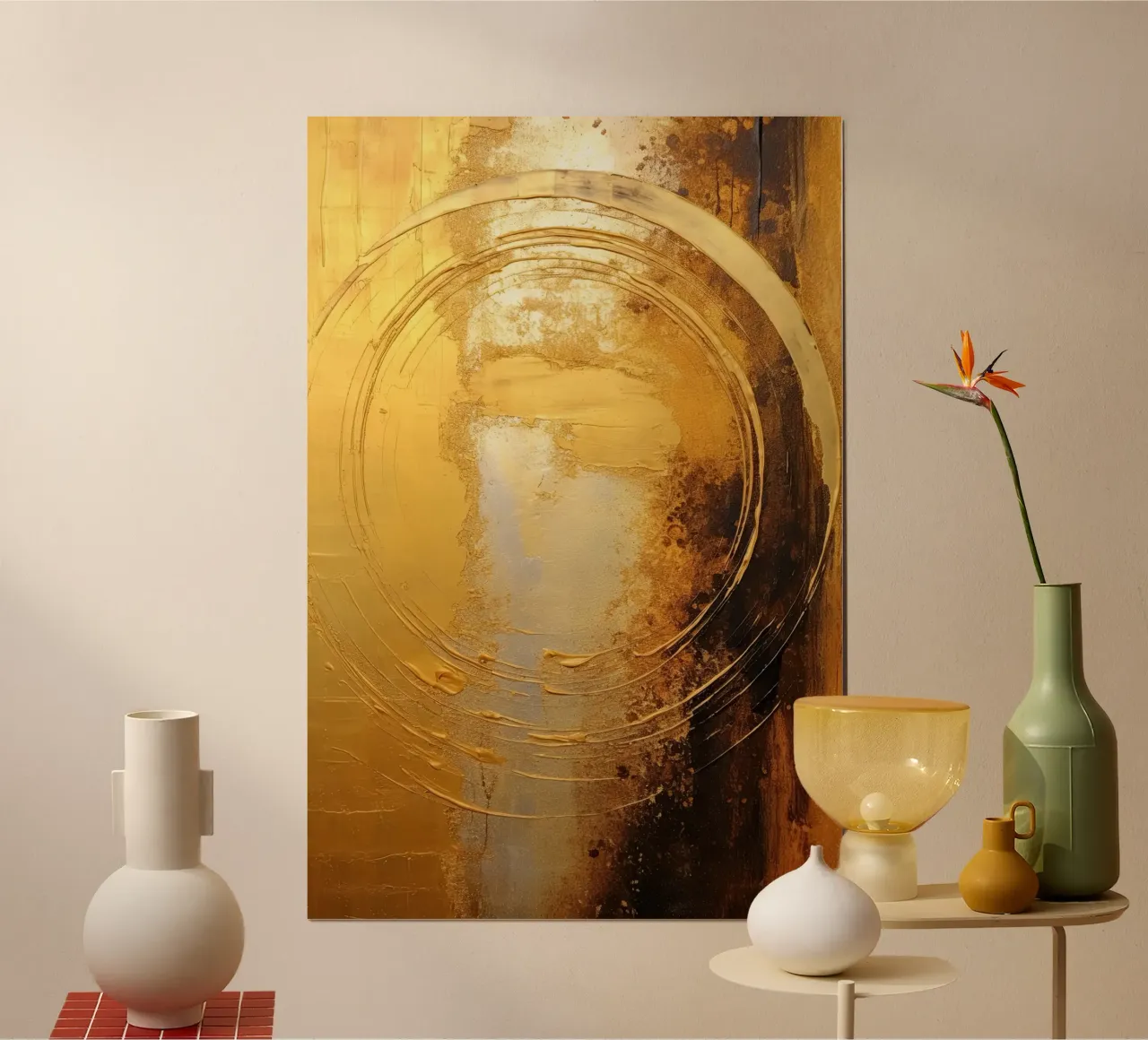 Circle abstracte in goud hahnemühle de Imagine