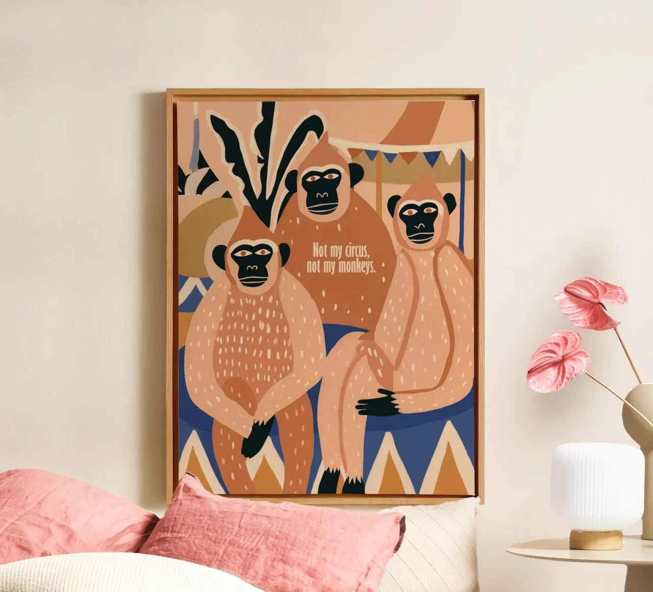 Not My circus, not my monkeys | Affenposter mit Text canvas with Floater frame by Autofocus