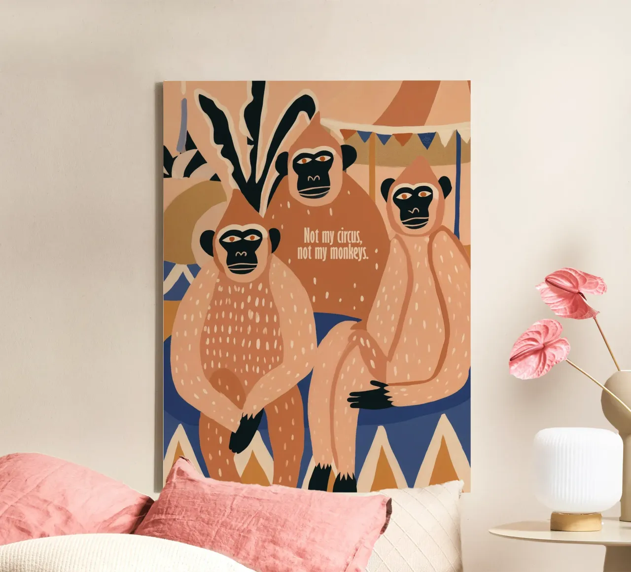 Not My circus, not my monkeys | Affenposter mit Text canvas with Floater frame by Autofocus