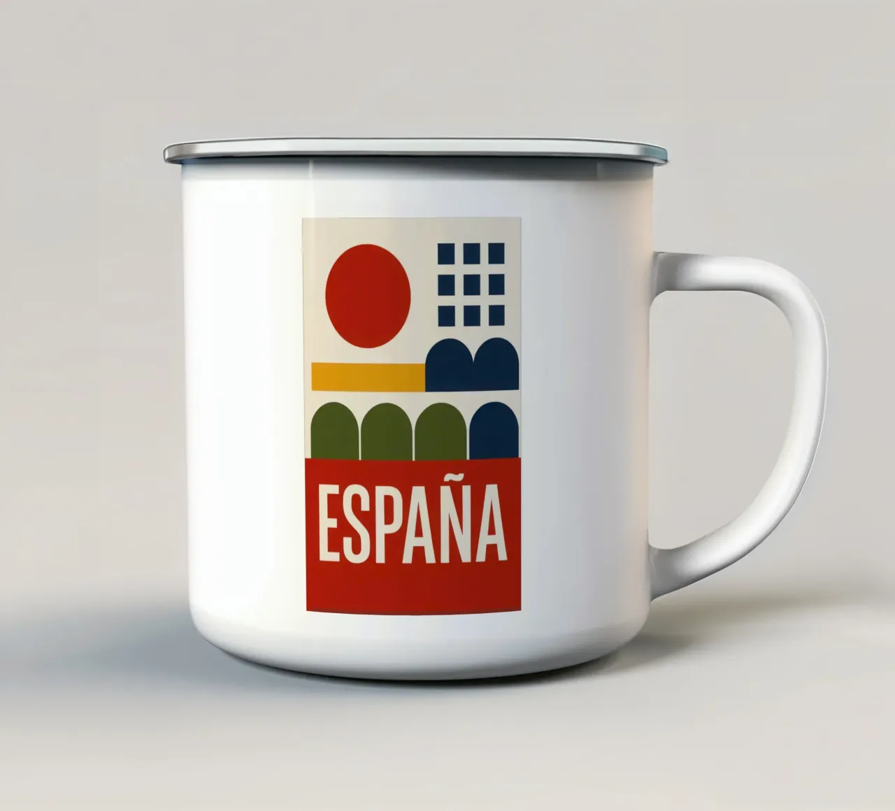 España - Il sole di un paese in rosso e oro tazza in smalto da JETLAG | affiches voyage