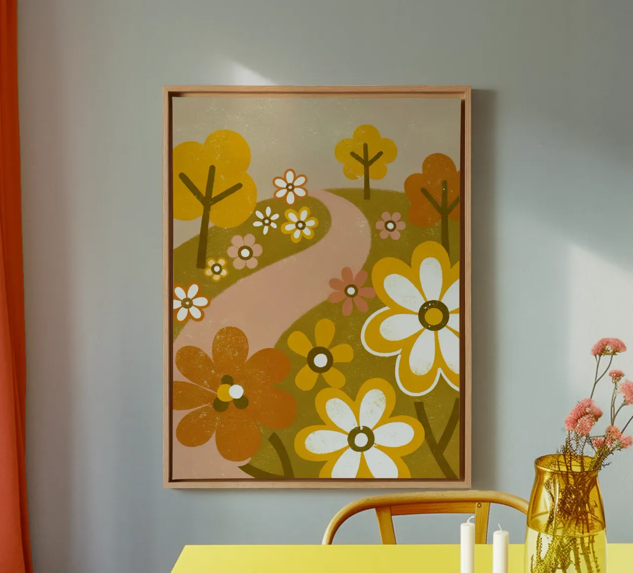 Retro Pop Bloementuin canvas van THE LATEST SHOP