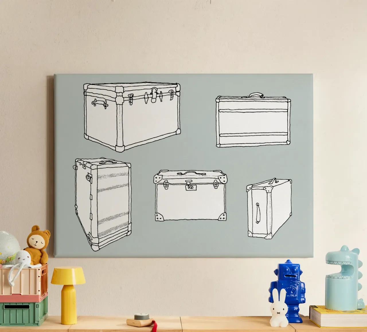 Gepackte Koffer canvas met Baklijst van Face & Content