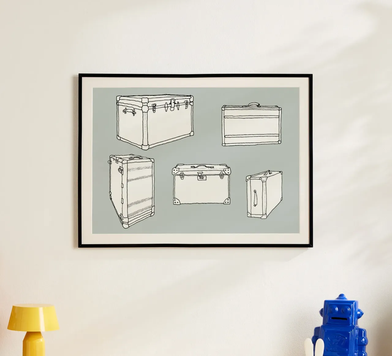 Gepackte Koffer poster con telaio in legno da Face & Content