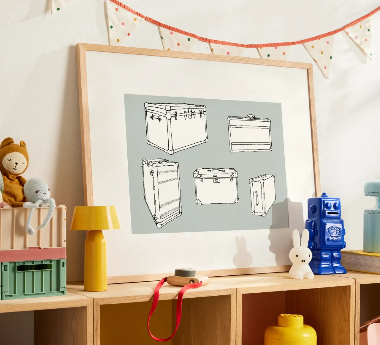 Gepackte Koffer poster con telaio in legno da Face & Content