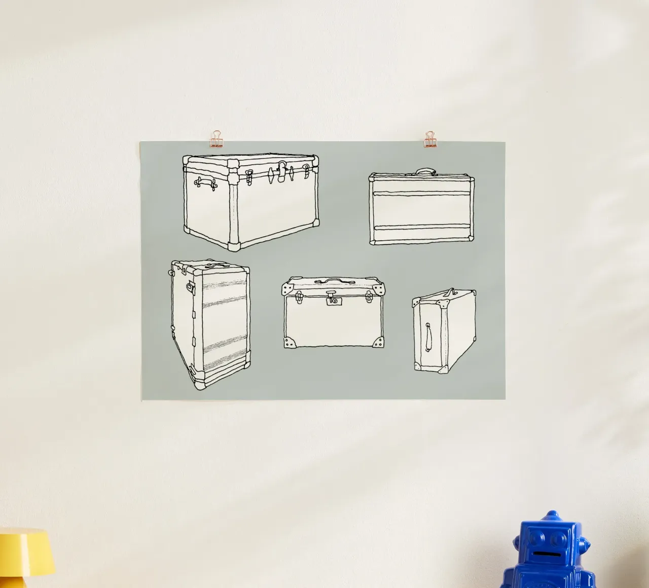 Gepackte Koffer poster con telaio in legno da Face & Content