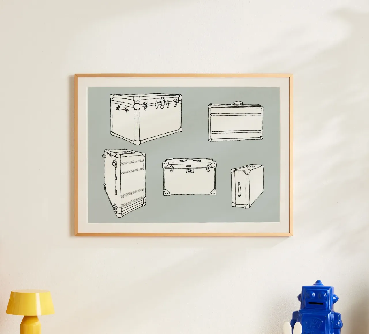 Gepackte Koffer poster con telaio in legno da Face & Content