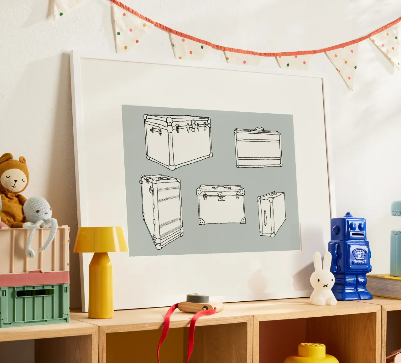 Gepackte Koffer poster con telaio in legno da Face & Content