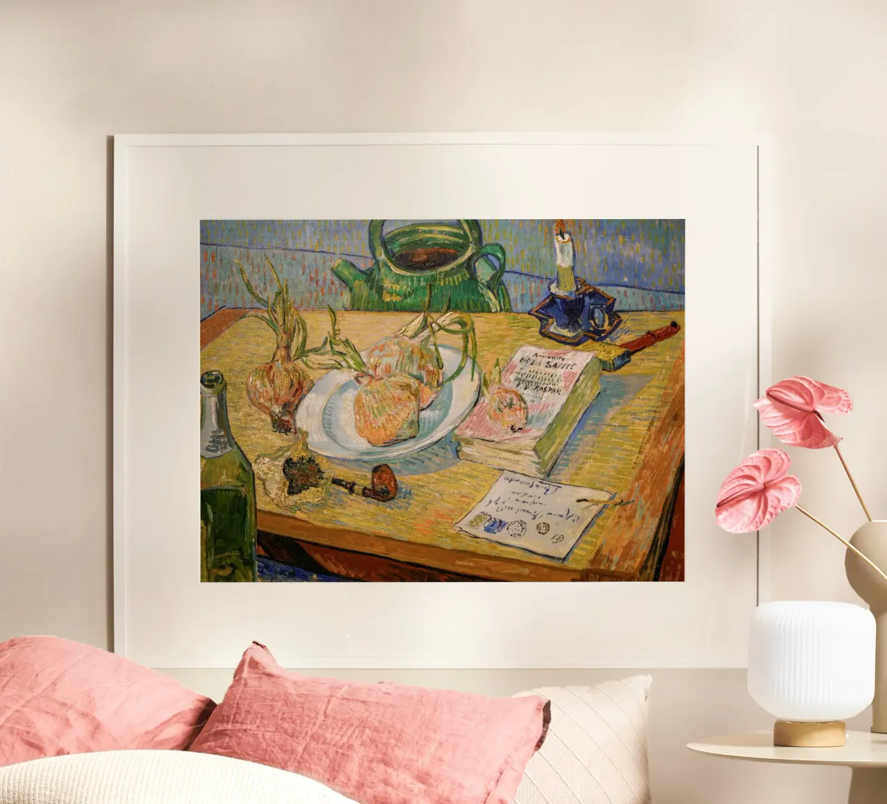 van Gogh, Natura morta con piatto di cipolle poster da Carinaprint