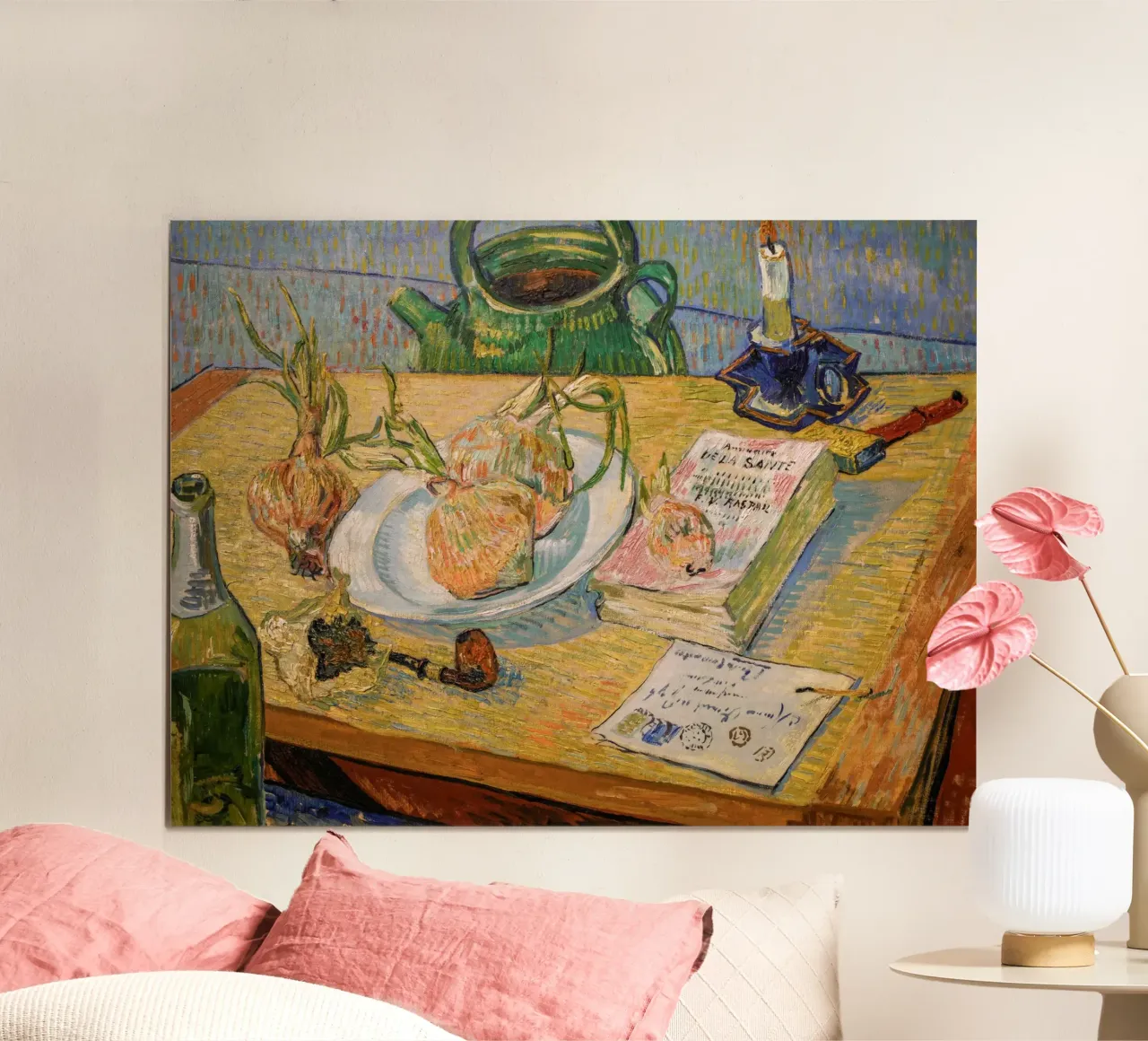 van Gogh, Natura morta con piatto di cipolle poster da Carinaprint