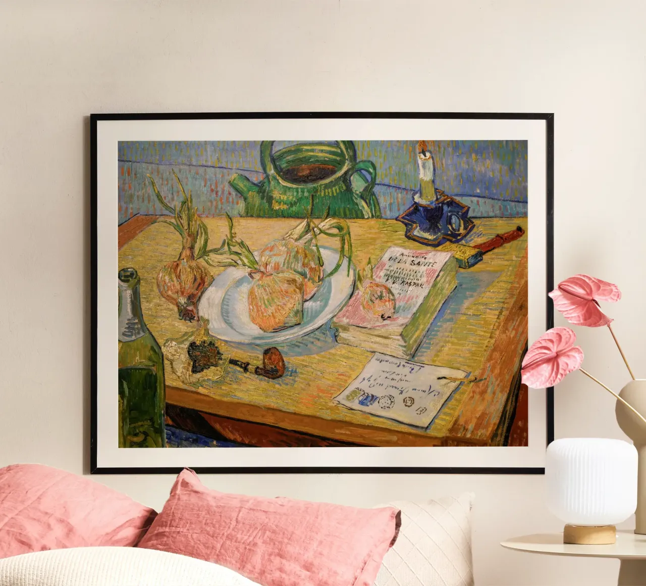 van Gogh, Natura morta con piatto di cipolle poster da Carinaprint