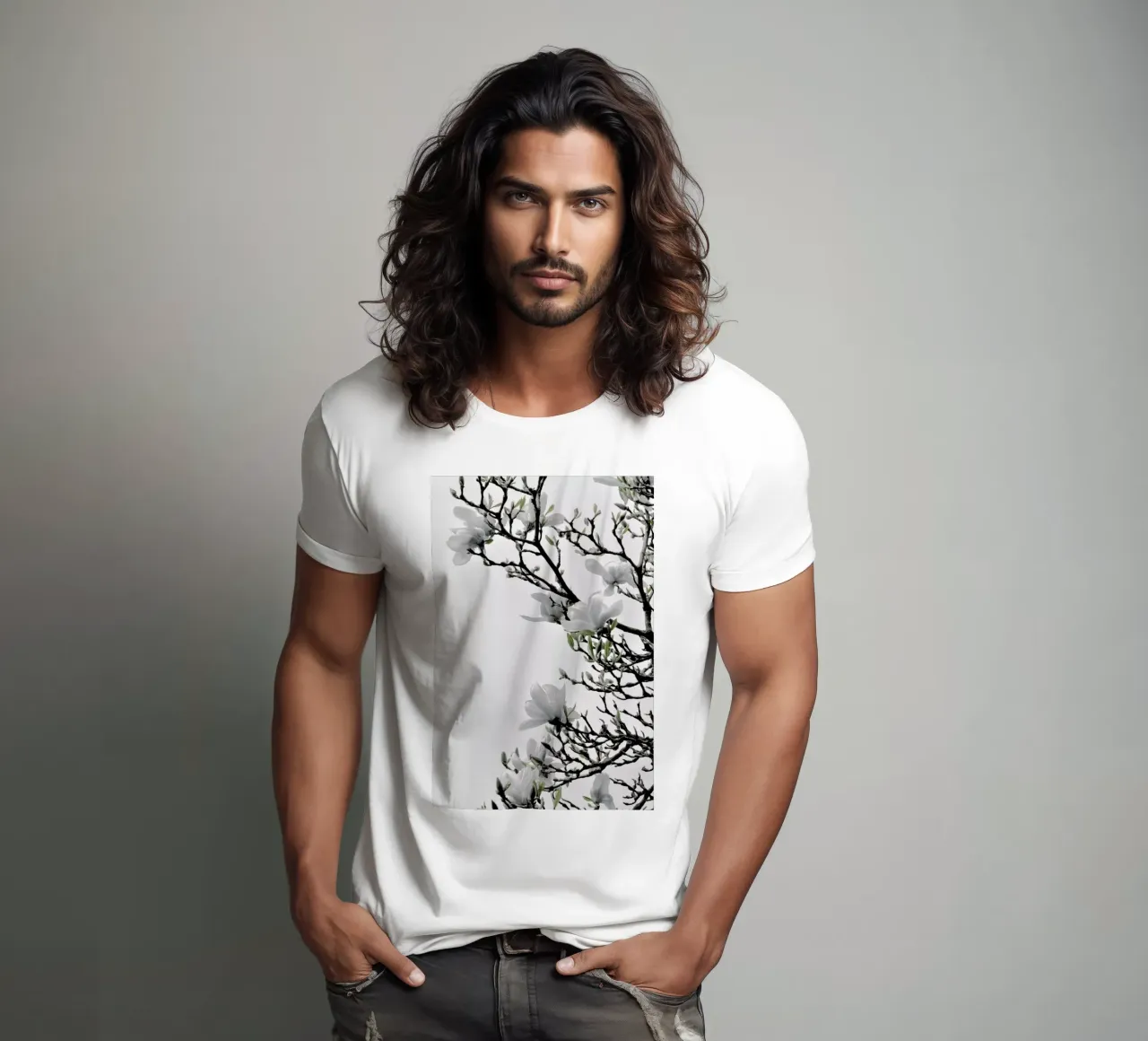 White Magnolia Happiness t-shirt by Studio Nahili