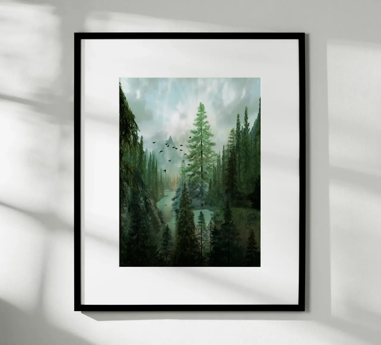 Mountain Morning 2 poster con telaio in legno da Nadjaa