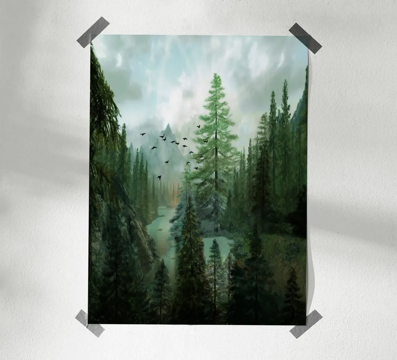 Mountain Morning 2 poster con telaio in legno da Nadjaa