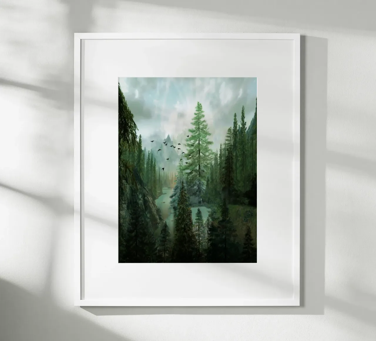 Mountain Morning 2 poster con telaio in legno da Nadjaa