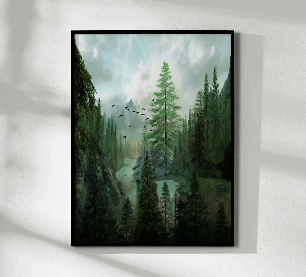 Mountain Morning 2 poster con telaio in legno da Nadjaa