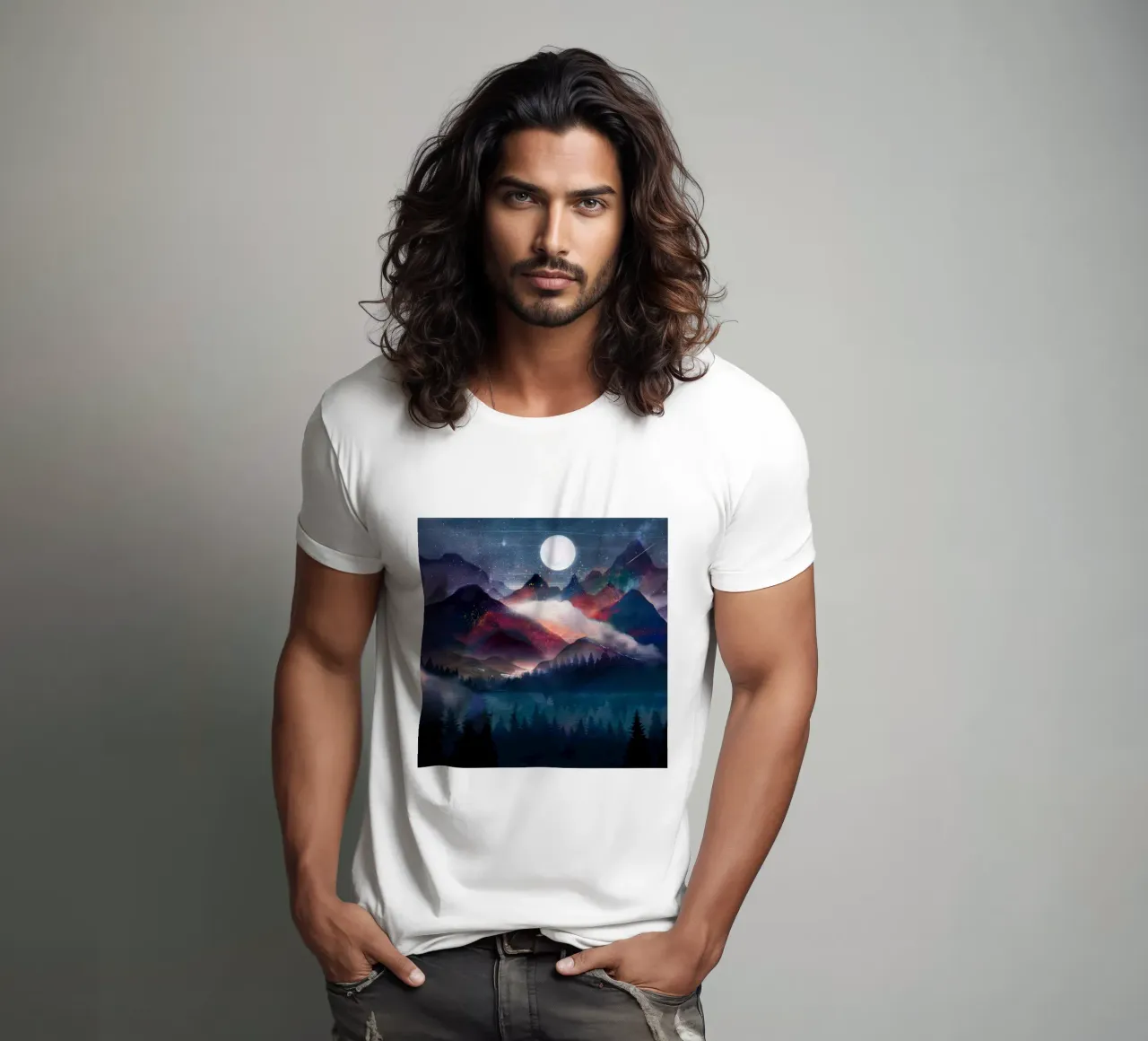 Mountain Lake Under the Stars t-shirt by Nadjaa