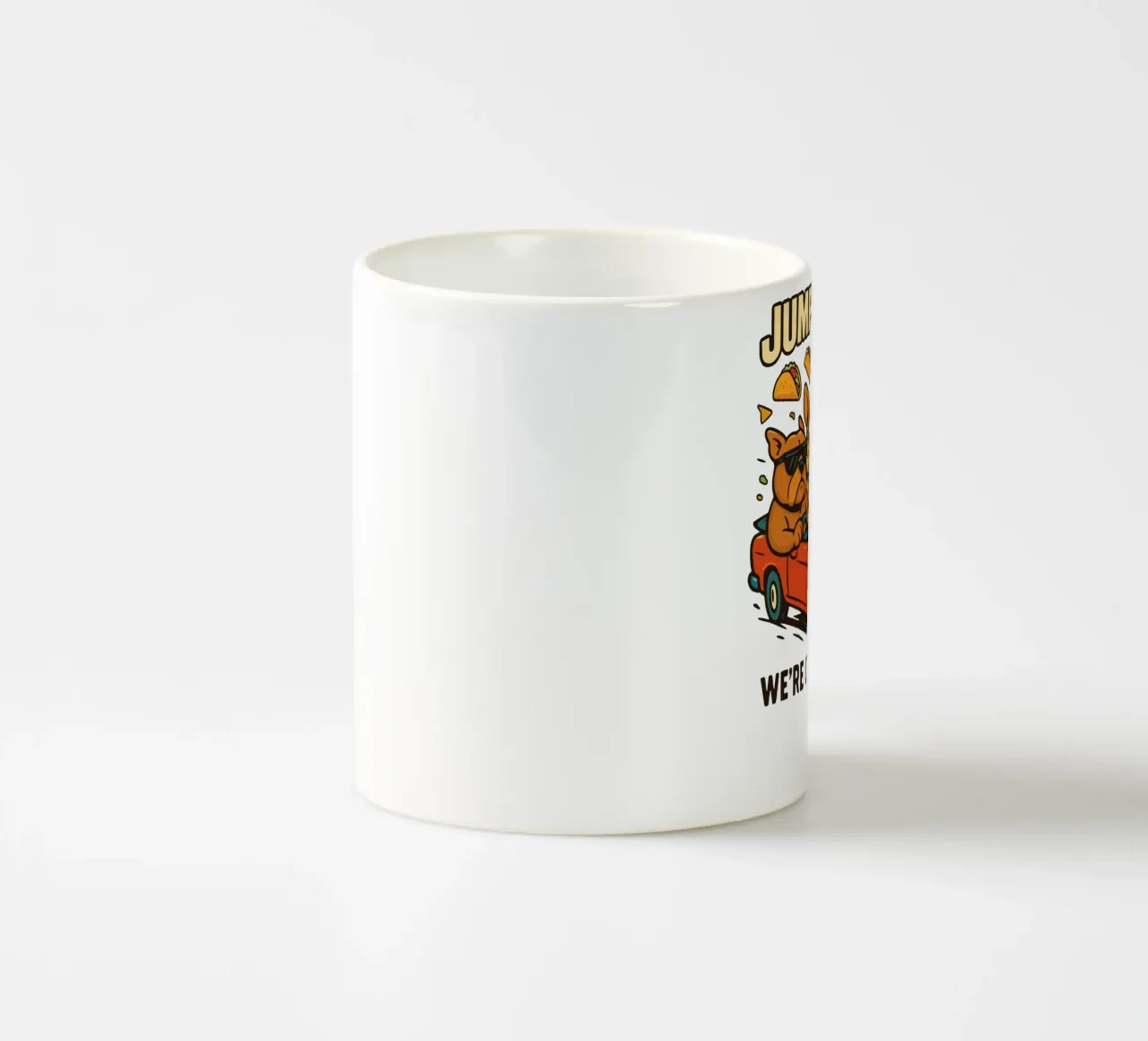 JUMP IN, HUMAN. WE'RE GETTING TACOS! tazza in ceramica da edsonramosart