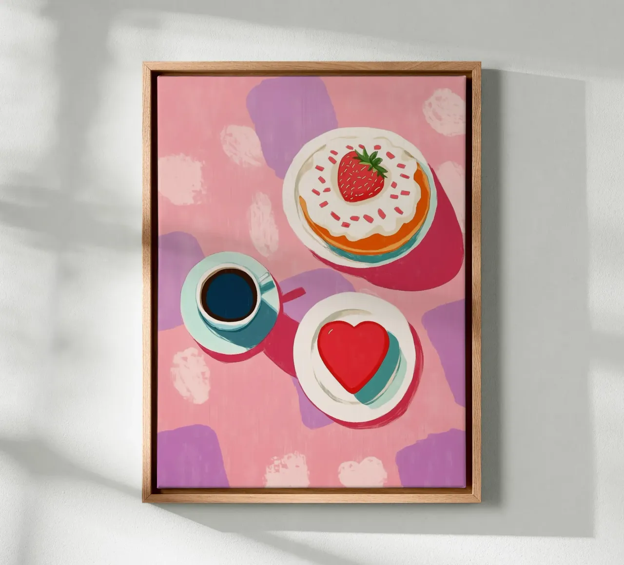 Torta a cuore con amore tela con Cornice a cassetta da Carinaprint