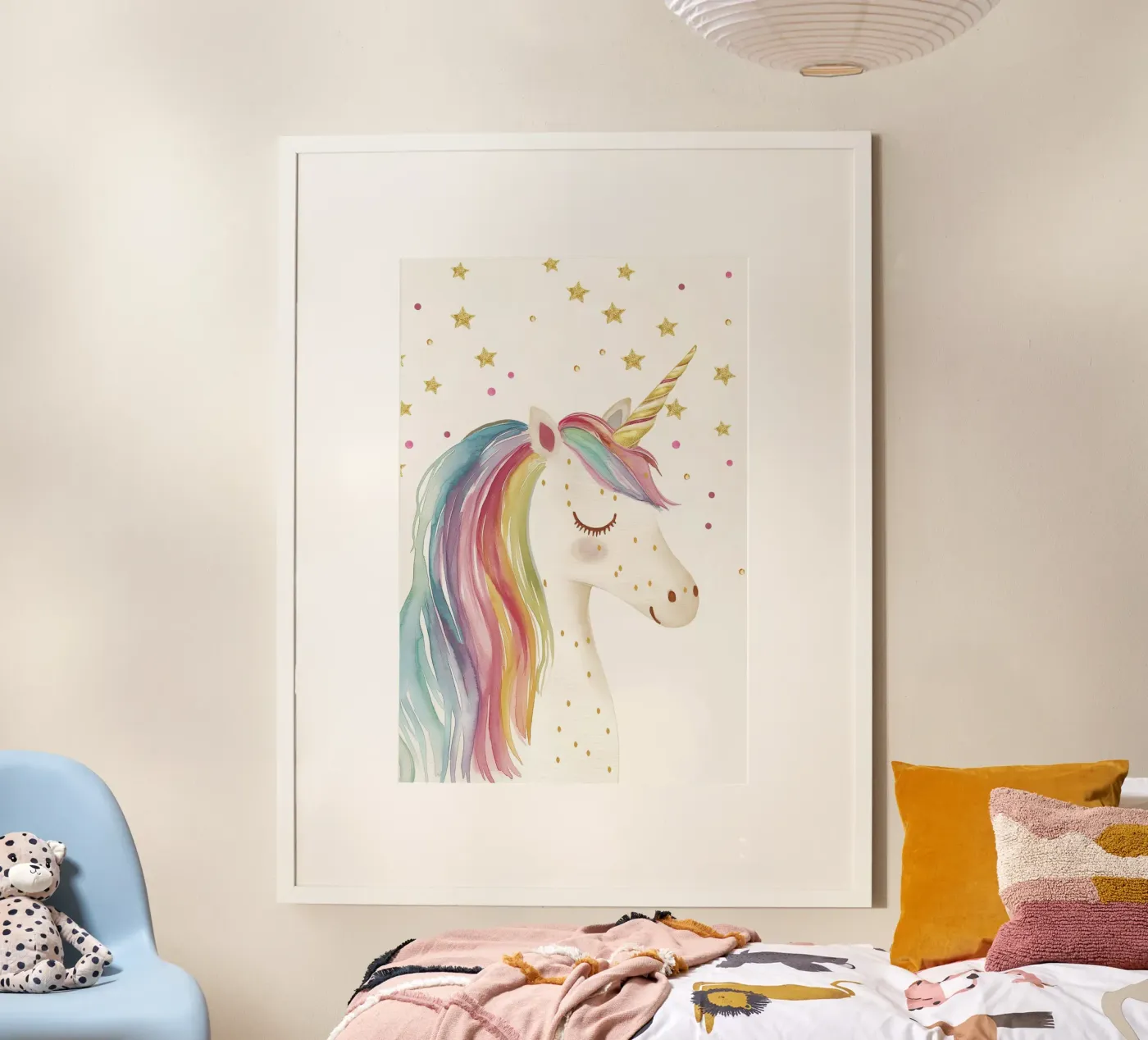 Magia dell'unicorno con stelle glitterate poster da Carinaprint