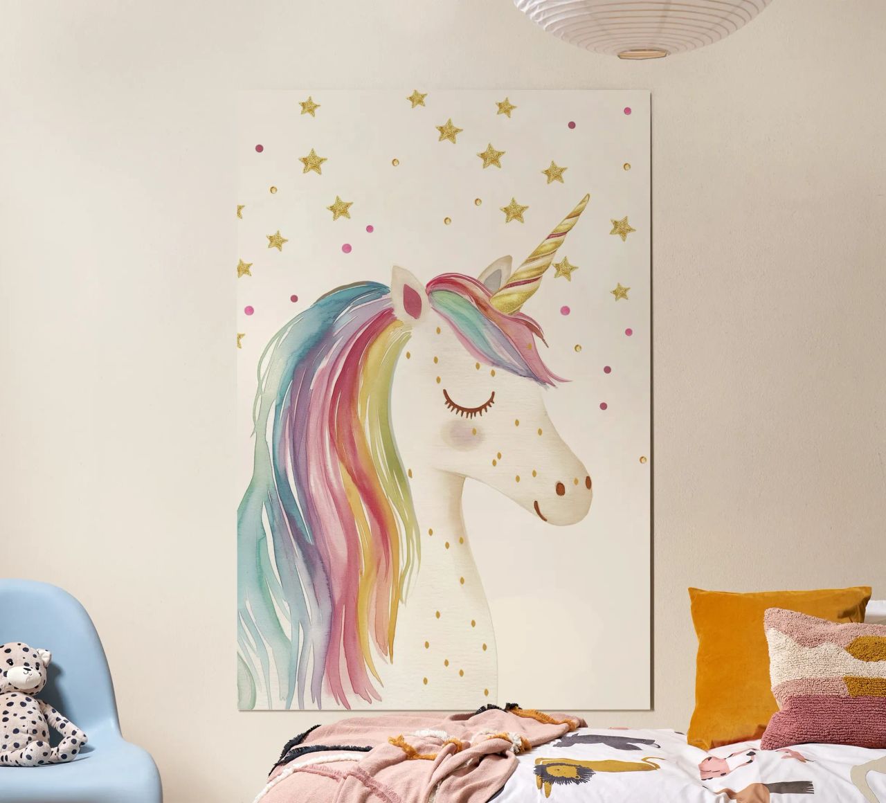 Unicorn magic with glitter stars poster by Carinaprint