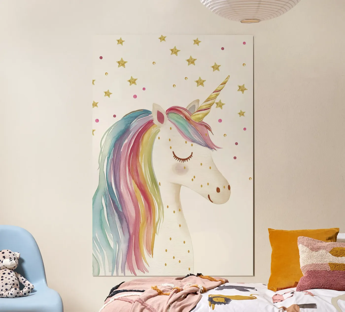 Magia dell'unicorno con stelle glitterate poster da Carinaprint